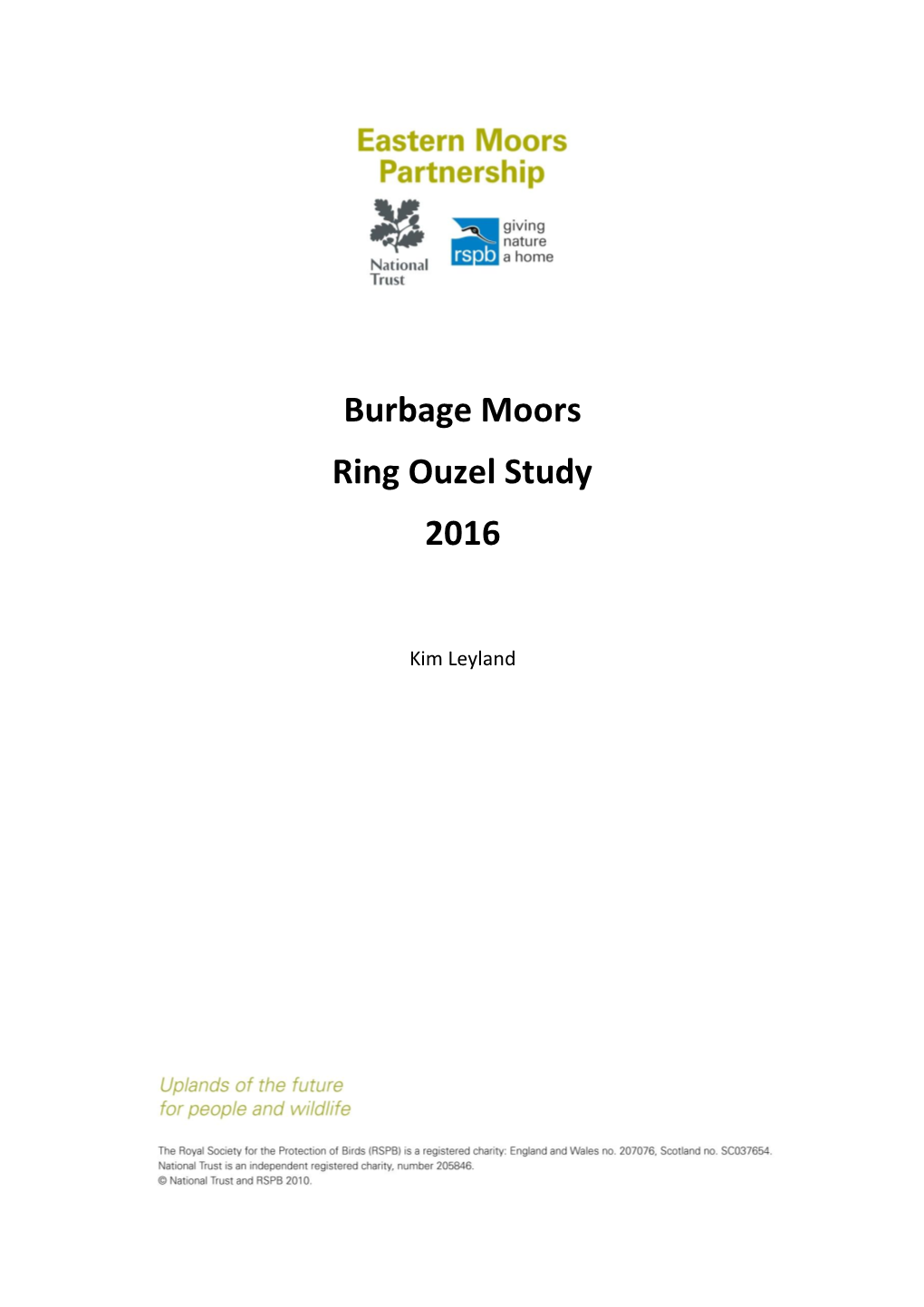 Burbage Moors Ring Ouzel Study 2016