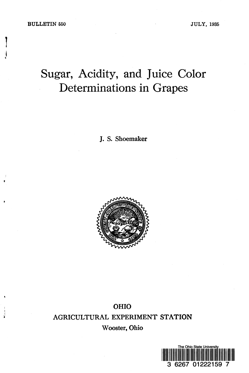 Sugar, Acidity, and Juice Color Determinations in Grapes