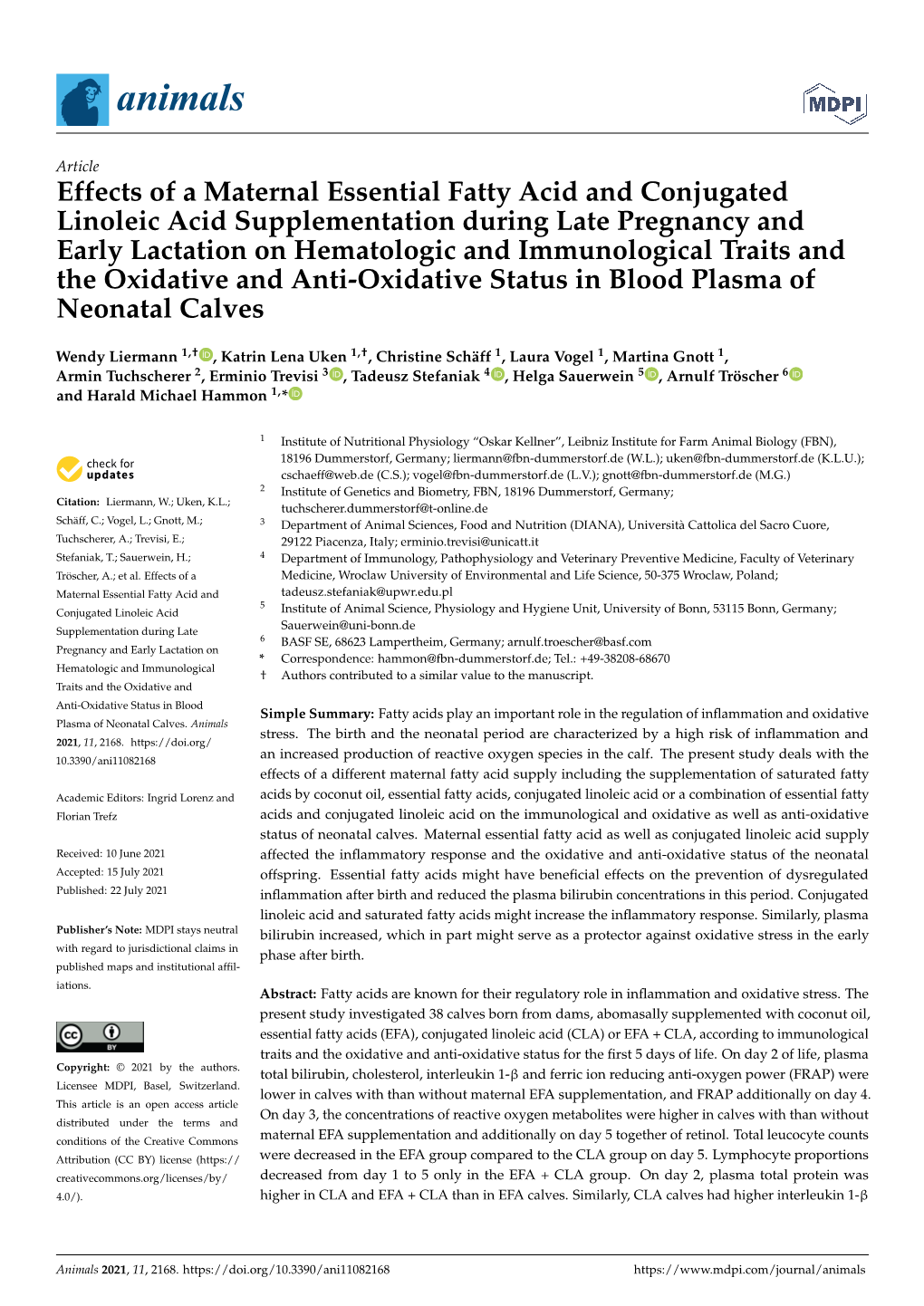 Effects of a Maternal Essential Fatty Acid and Conjugated Linoleic Acid