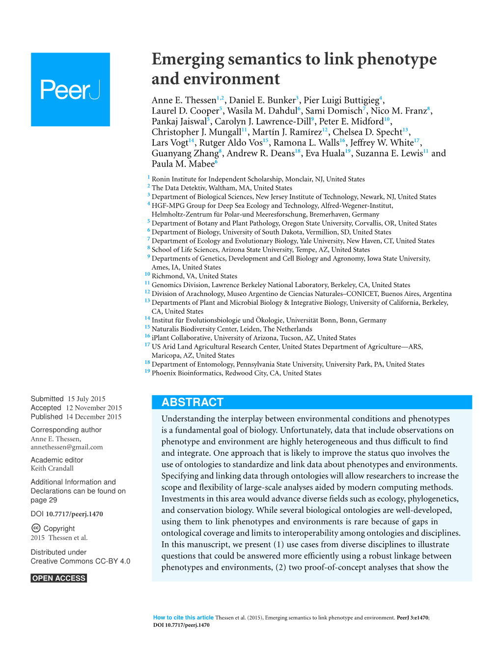 Emerging Semantics to Link Phenotype and Environment Anne E