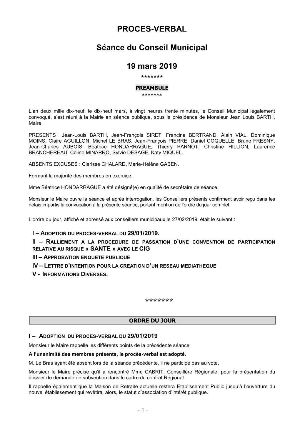 Séance Ordinaire Du 27 Octobre 2003