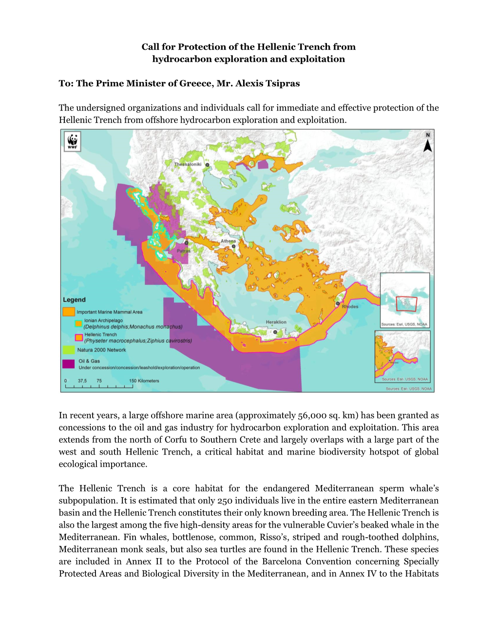 Call for Protection of the Hellenic Trench from Hydrocarbon Exploration and Exploitation To