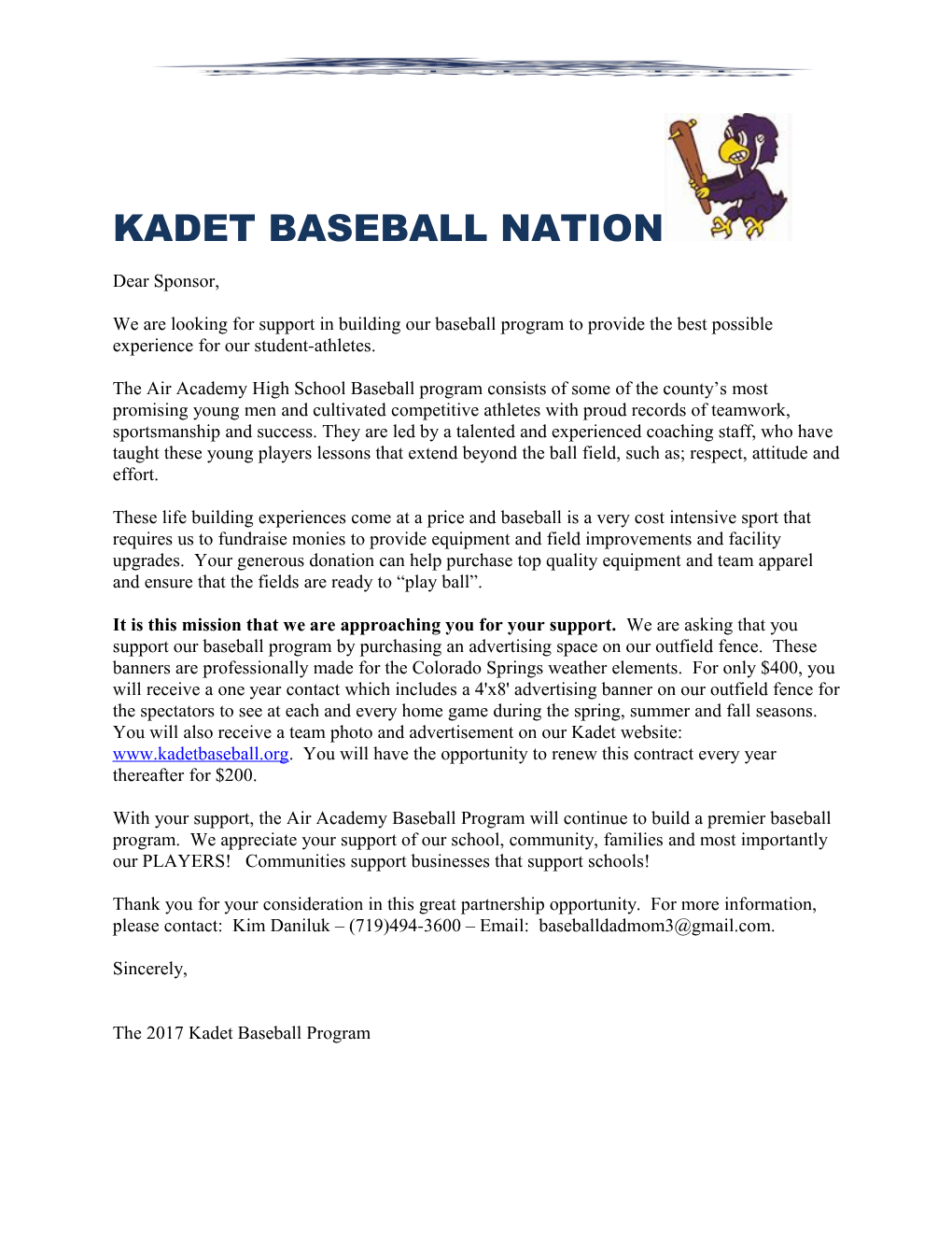 Kadet Baseball Nation