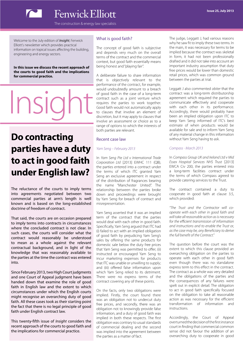 Do Contracting Parties Have a Duty to Act in Good Faith Under English Law?