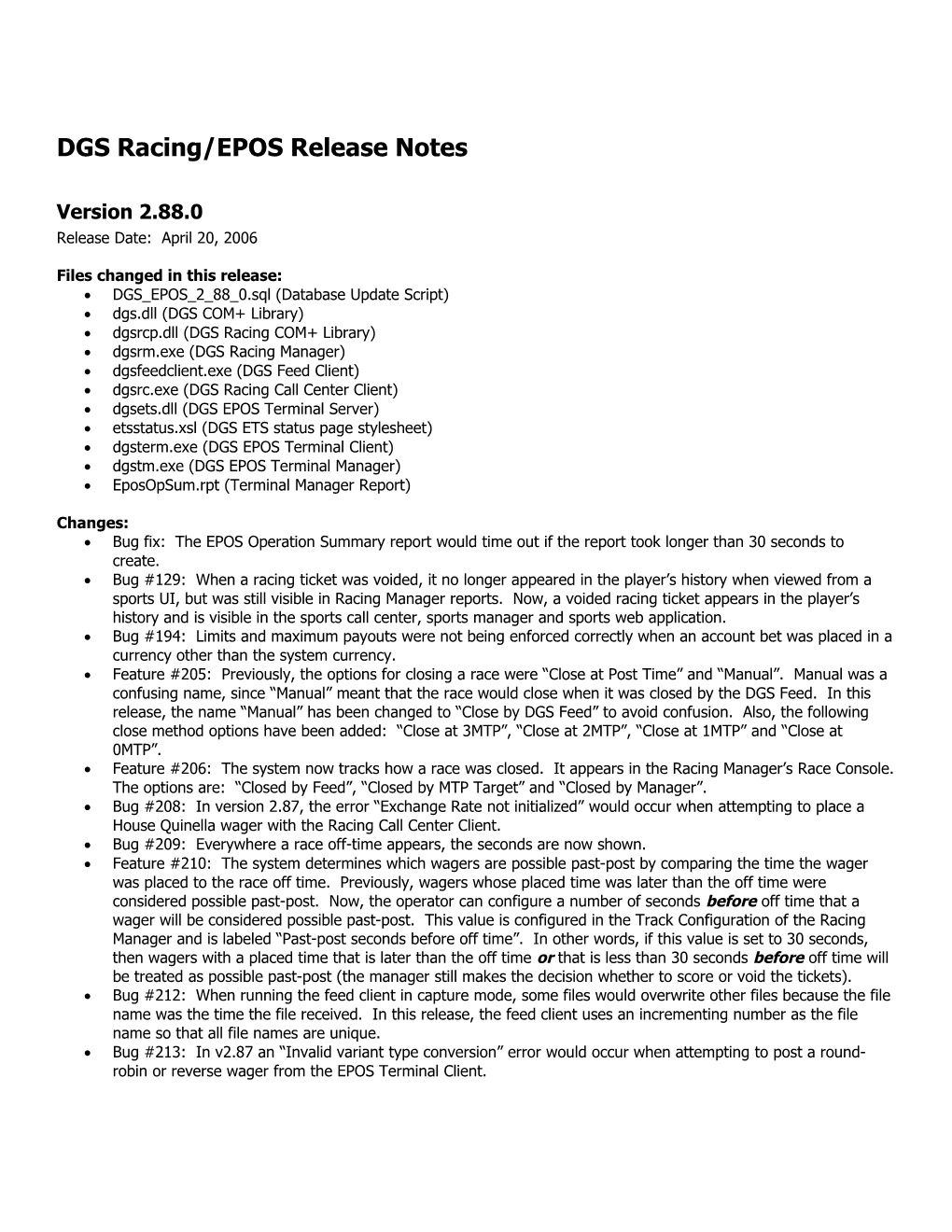 DGS EPOS Release Notes