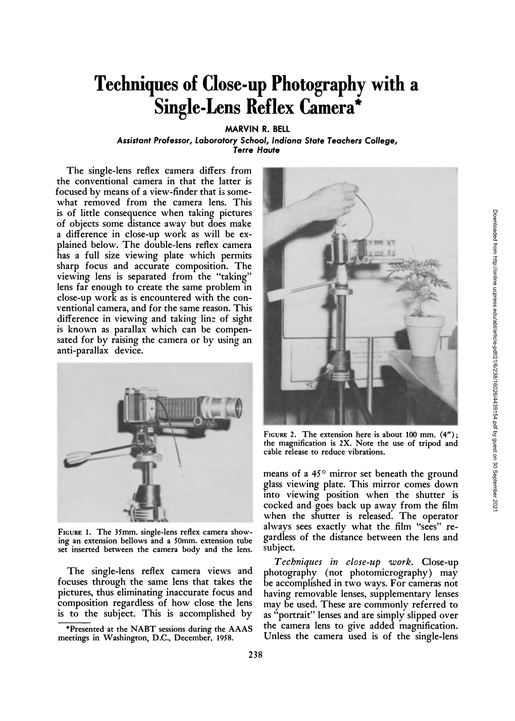 Techniques of Close-Up Photography with a Single-Lens Reflex Camera MARVINR