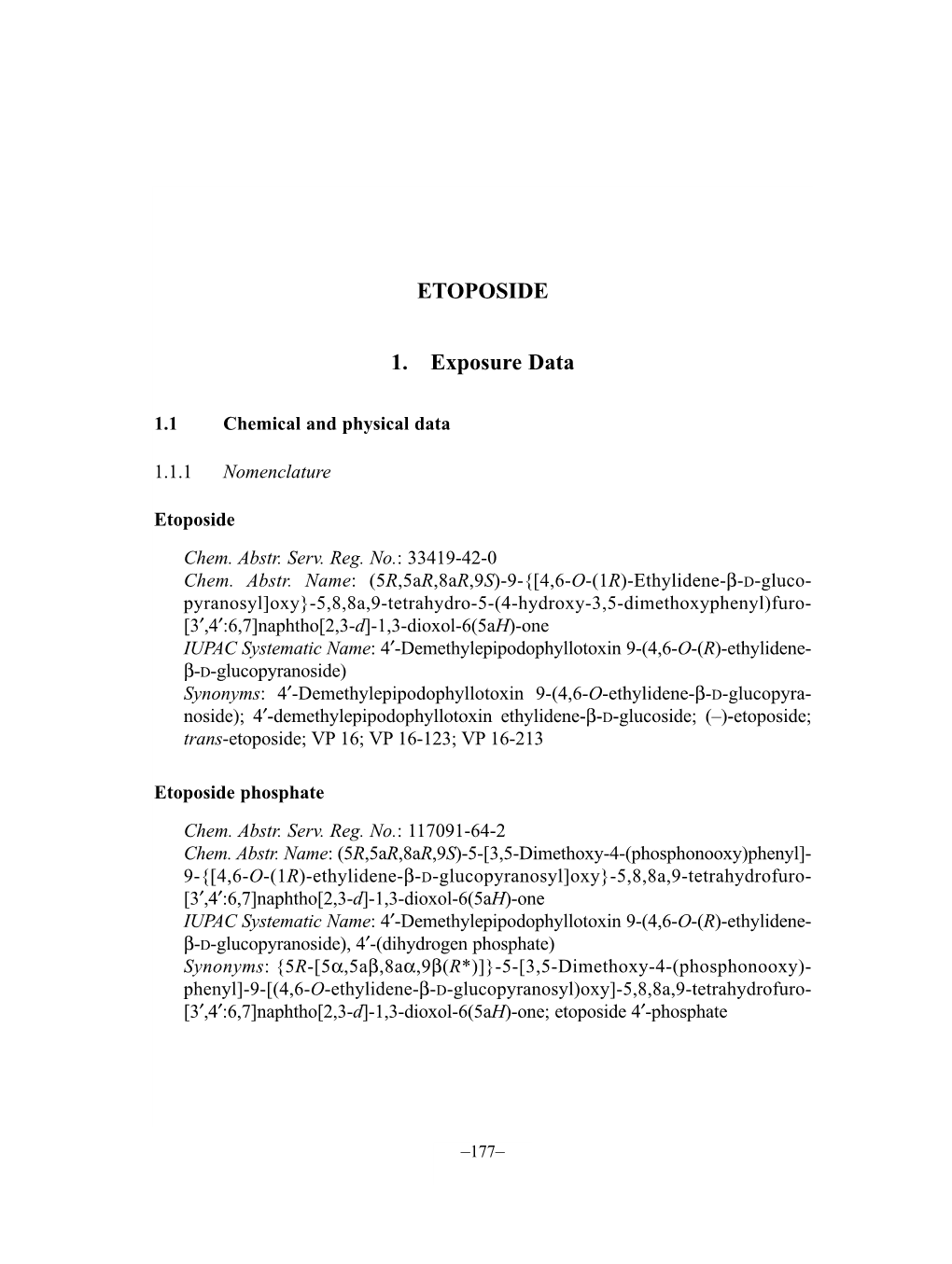 ETOPOSIDE 1. Exposure Data