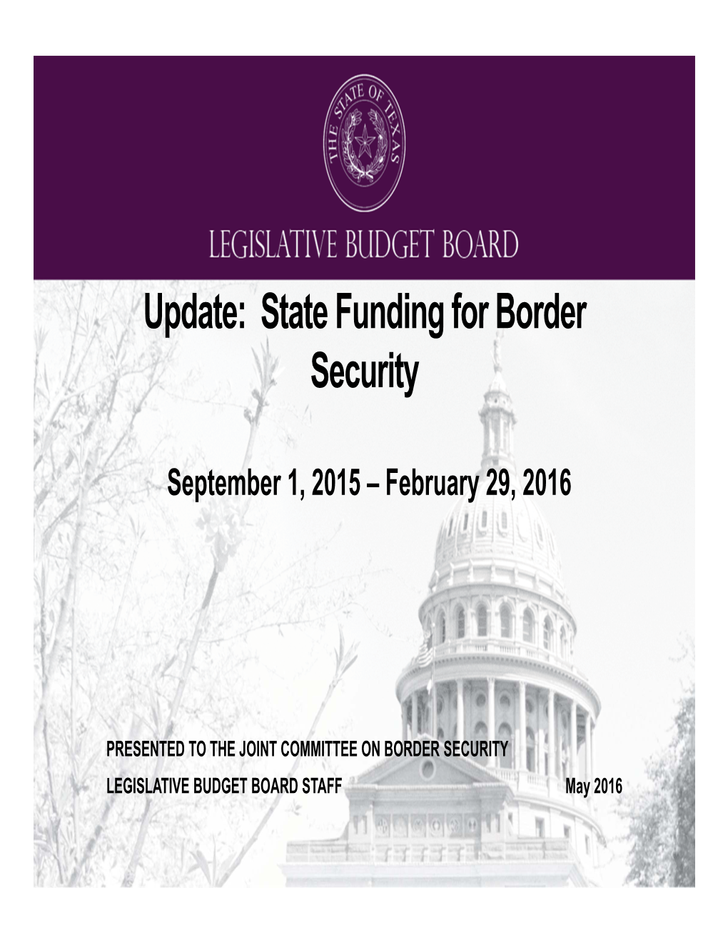 State Funding for Border Security