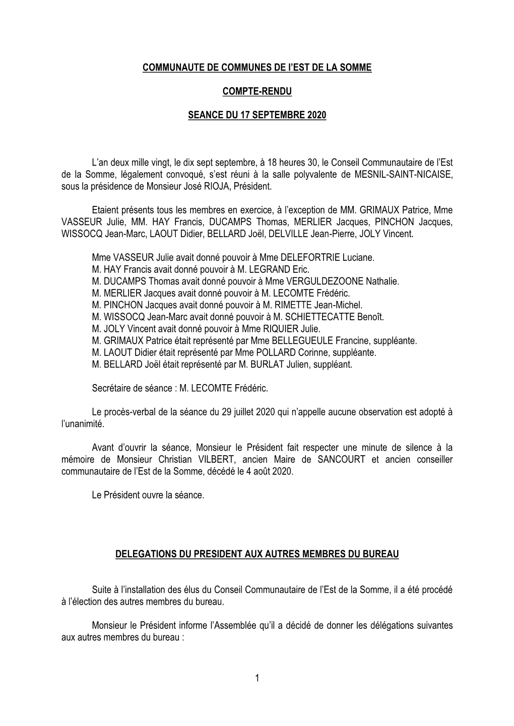 1 COMMUNAUTE DE COMMUNES DE L'est DE LA SOMME COMPTE