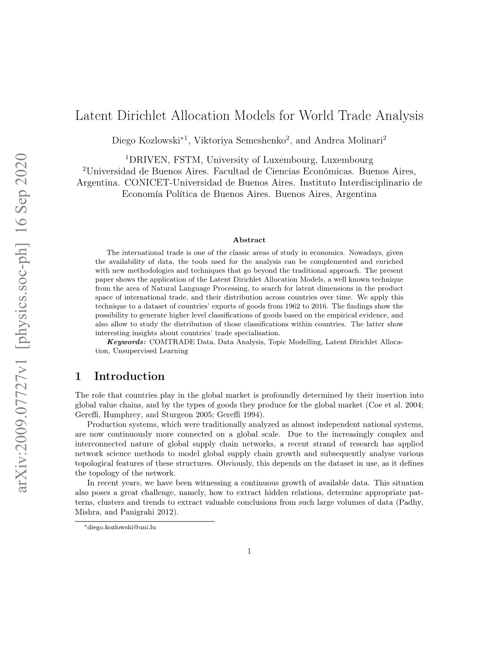 Latent Dirichlet Allocation Models for World Trade Analysis