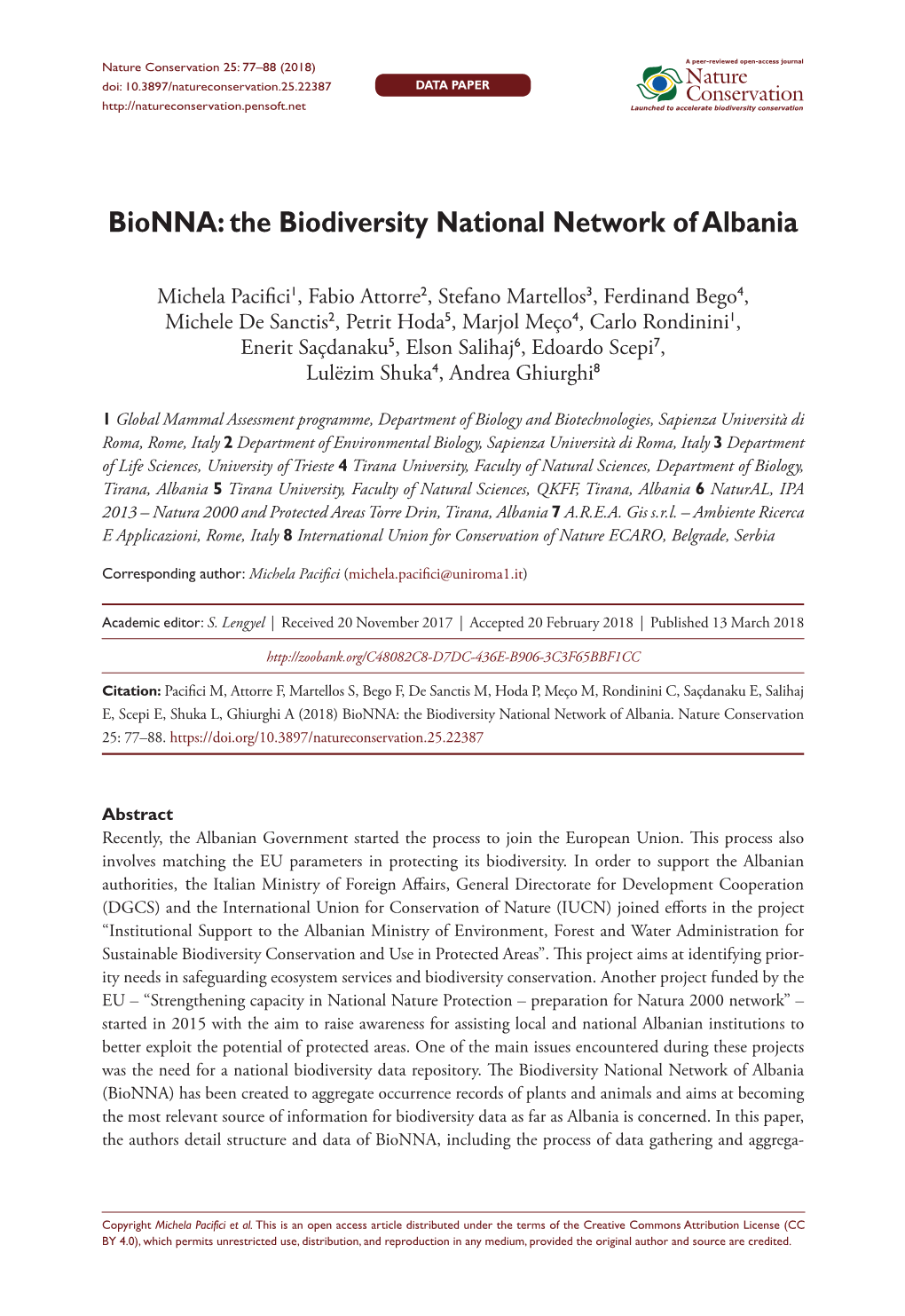 The Biodiversity National Network of Albania