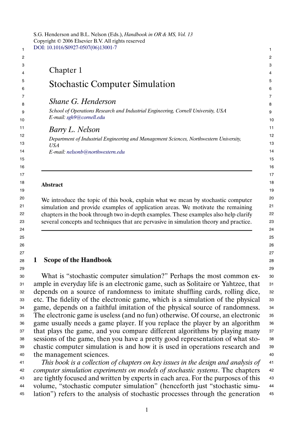 Stochastic Computer Simulation 6 7 7 8 Shane G