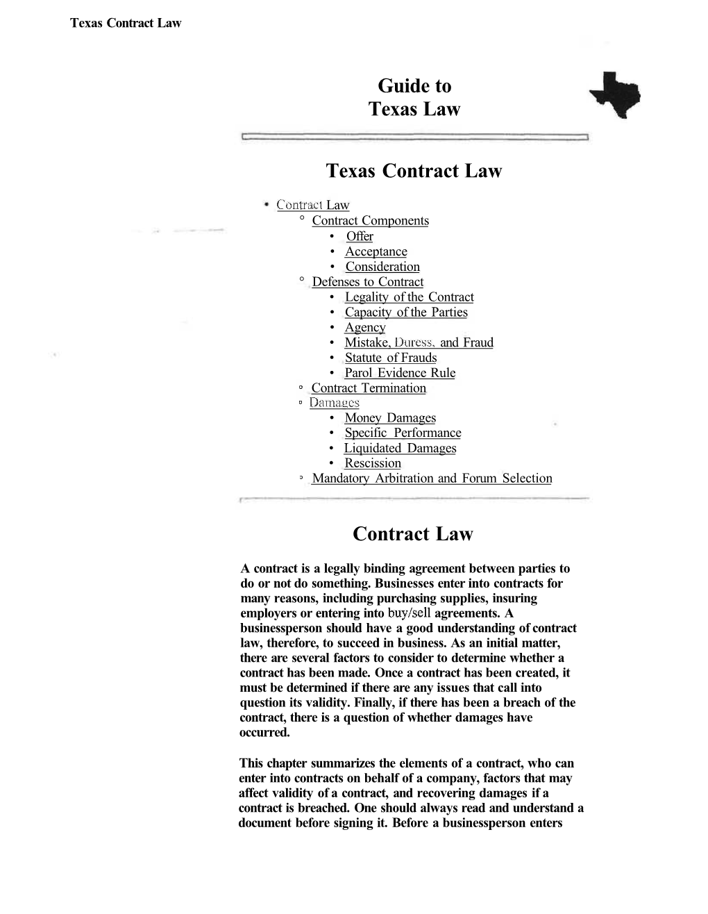 Guide to Texas Contract