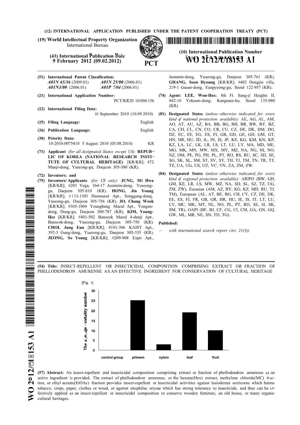 Insect-Repellent Or Insecticidal Composition Comprising Extract Or Fraction of Phellodendron Amurense As an Effective Ingredient for Conservation of Cultural Heritage