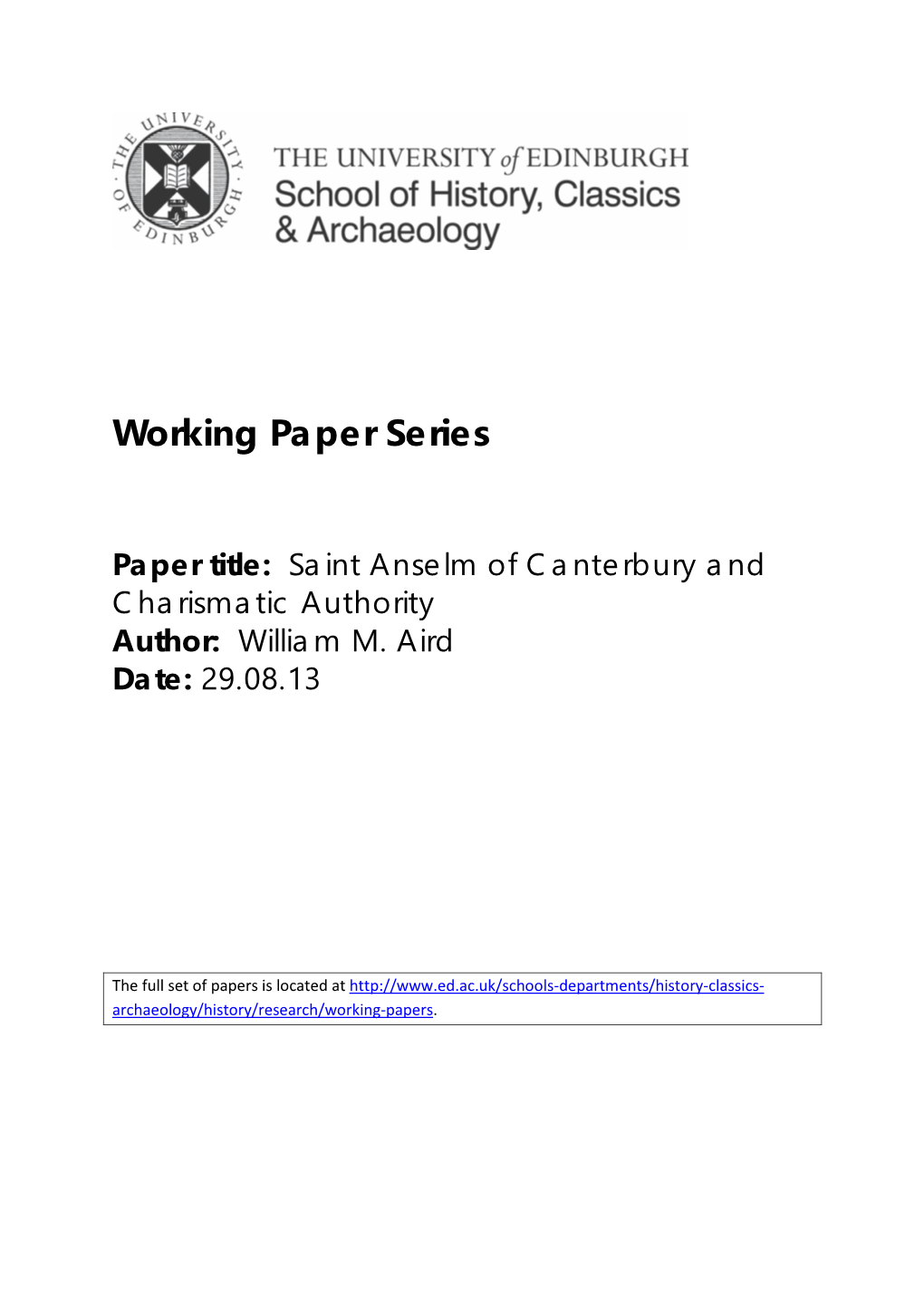 Working Paper Series