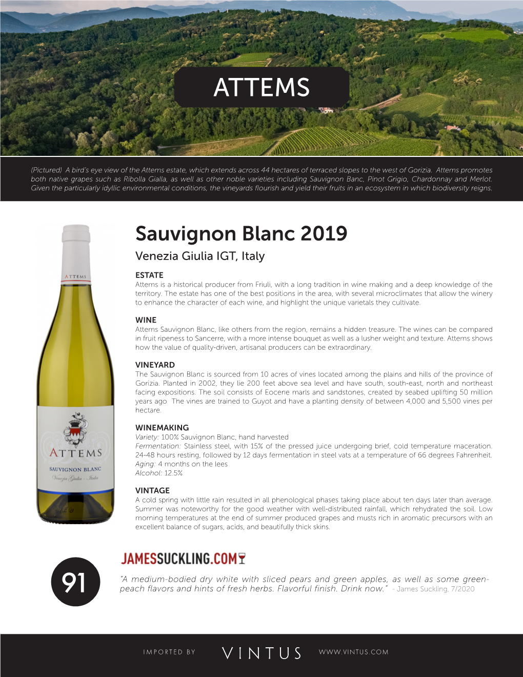 Attems Sauvignon Blanc 2019 Tech Sheet