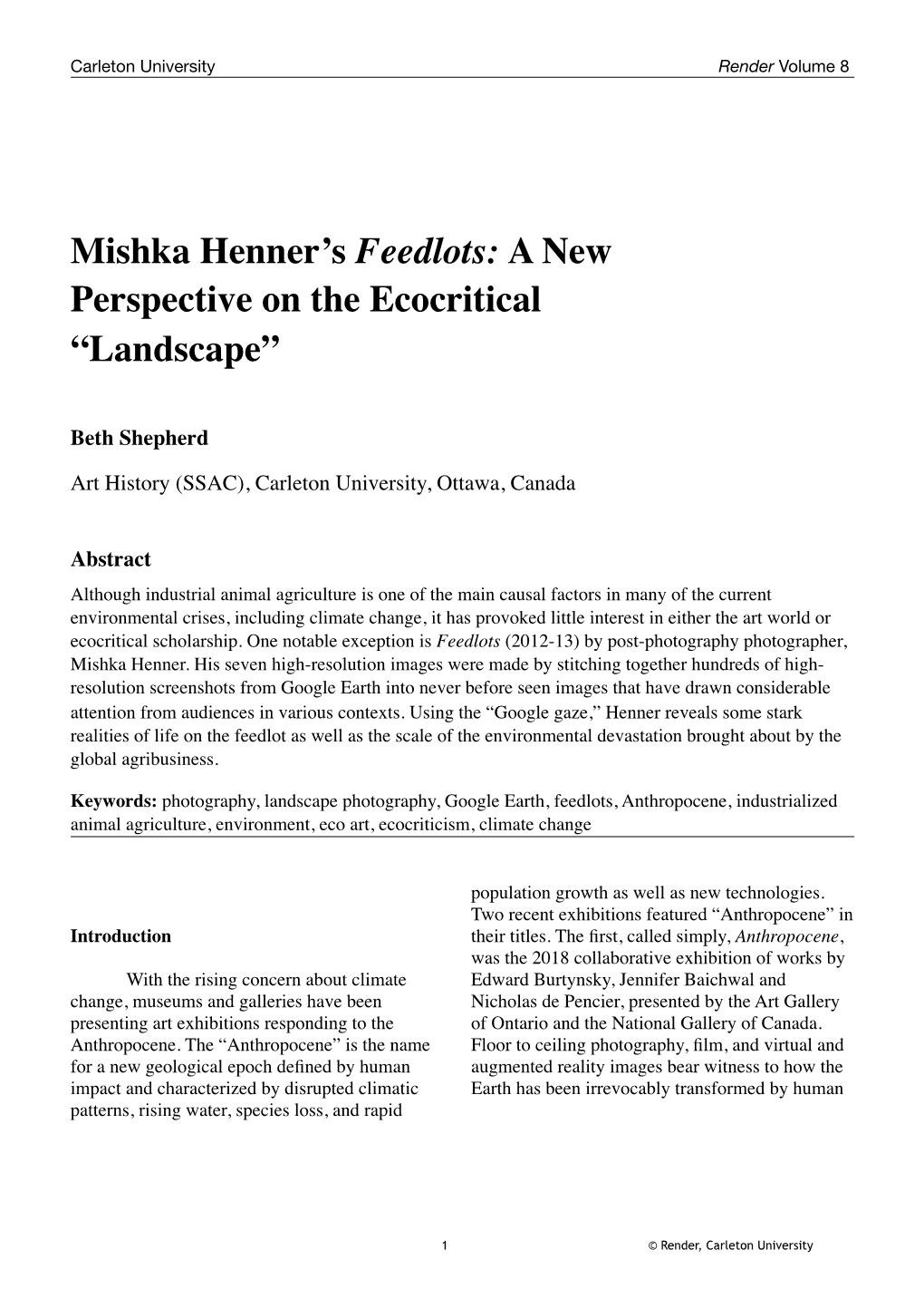 Mishka Henner's Feedlots: a New Perspective on the Ecocritical