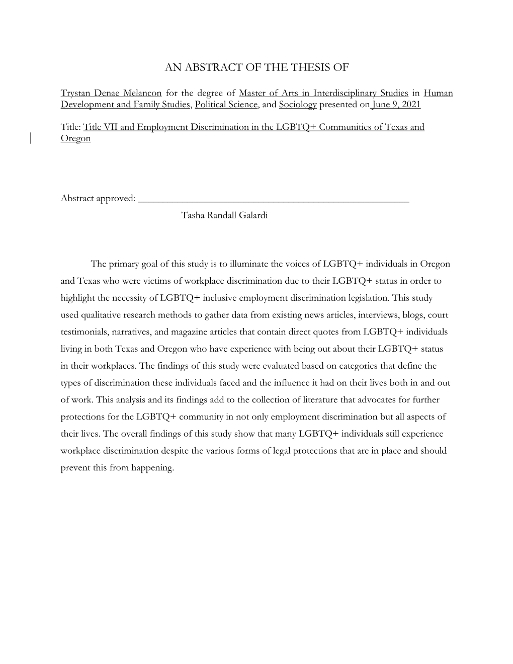 VII and Employment Discrimination in the LGBTQ+ Communities of Texas and Oregon