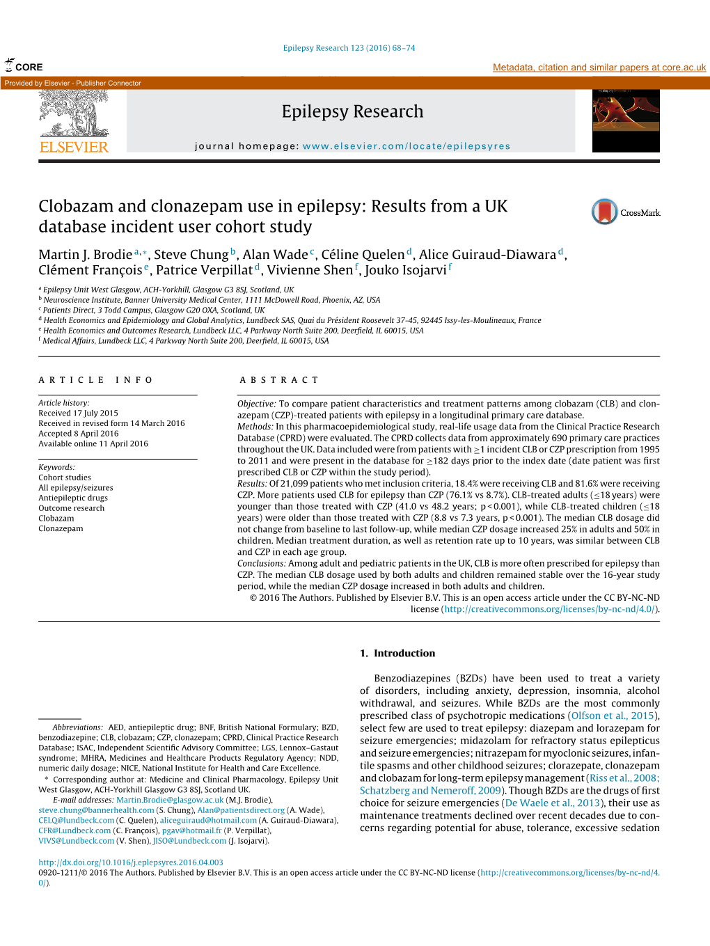 Clobazam and Clonazepam Use in Epilepsy: Results from a UK