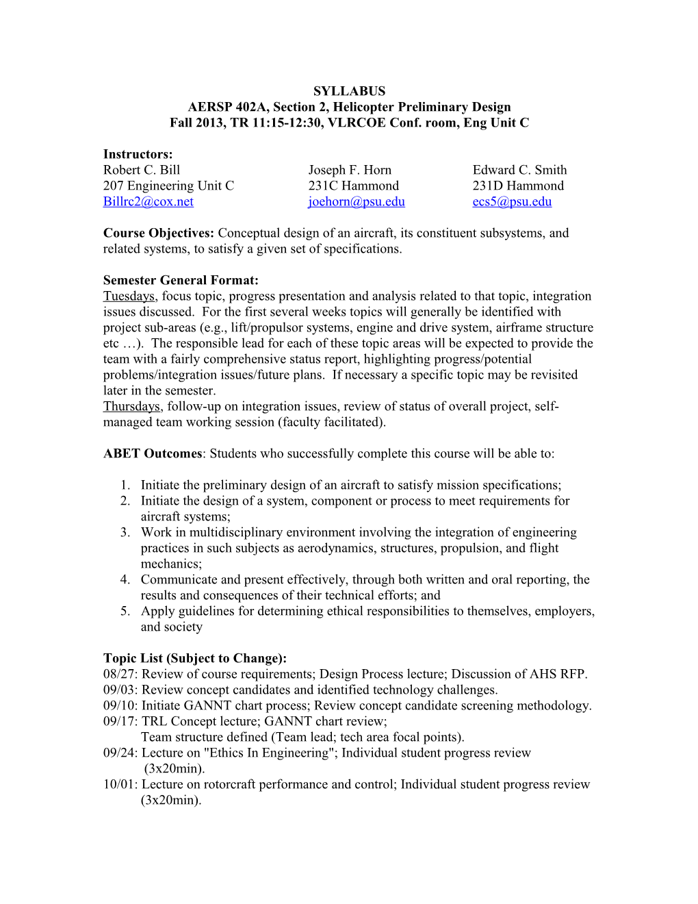 AERSP 402A, Section 2, Helicopter Preliminary Design