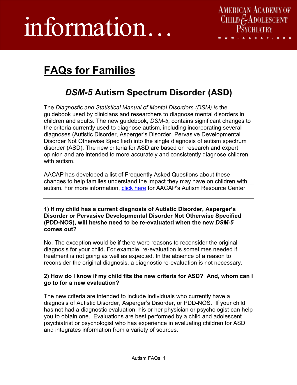 Autism and DSM-5