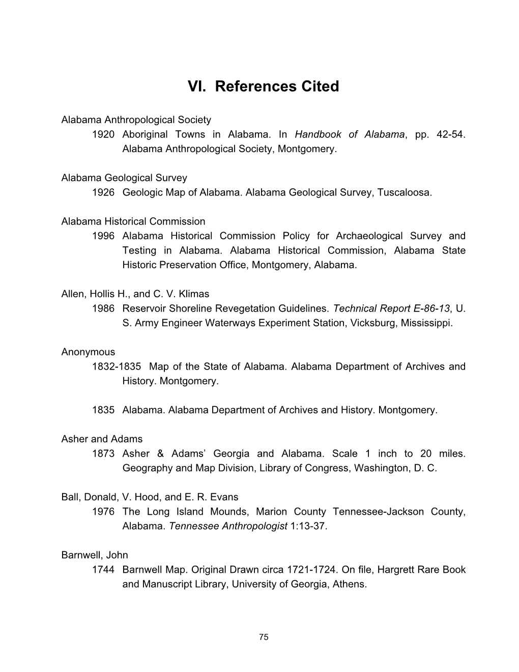 VI. References Cited