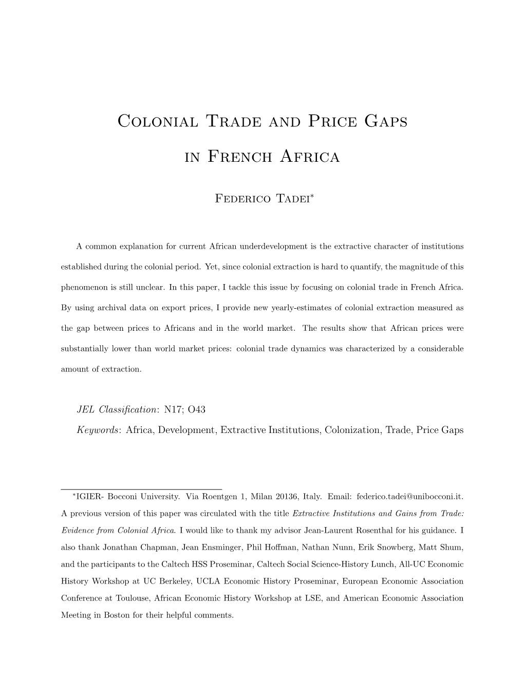 Colonial Trade and Price Gaps in French Africa