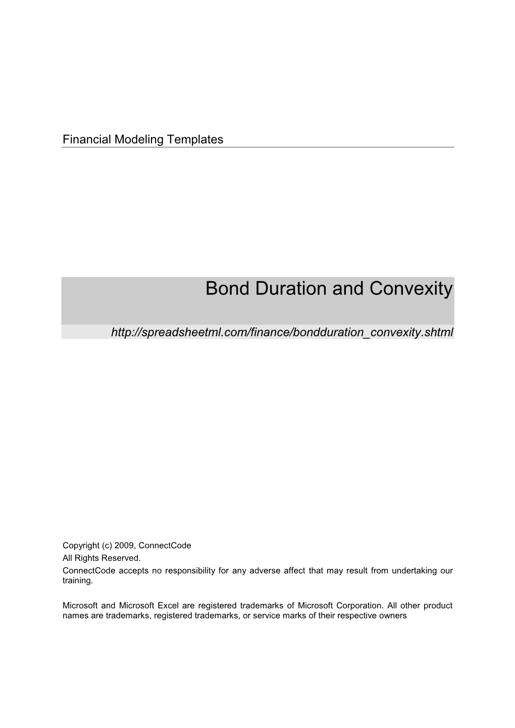 Bond Duration and Convexity