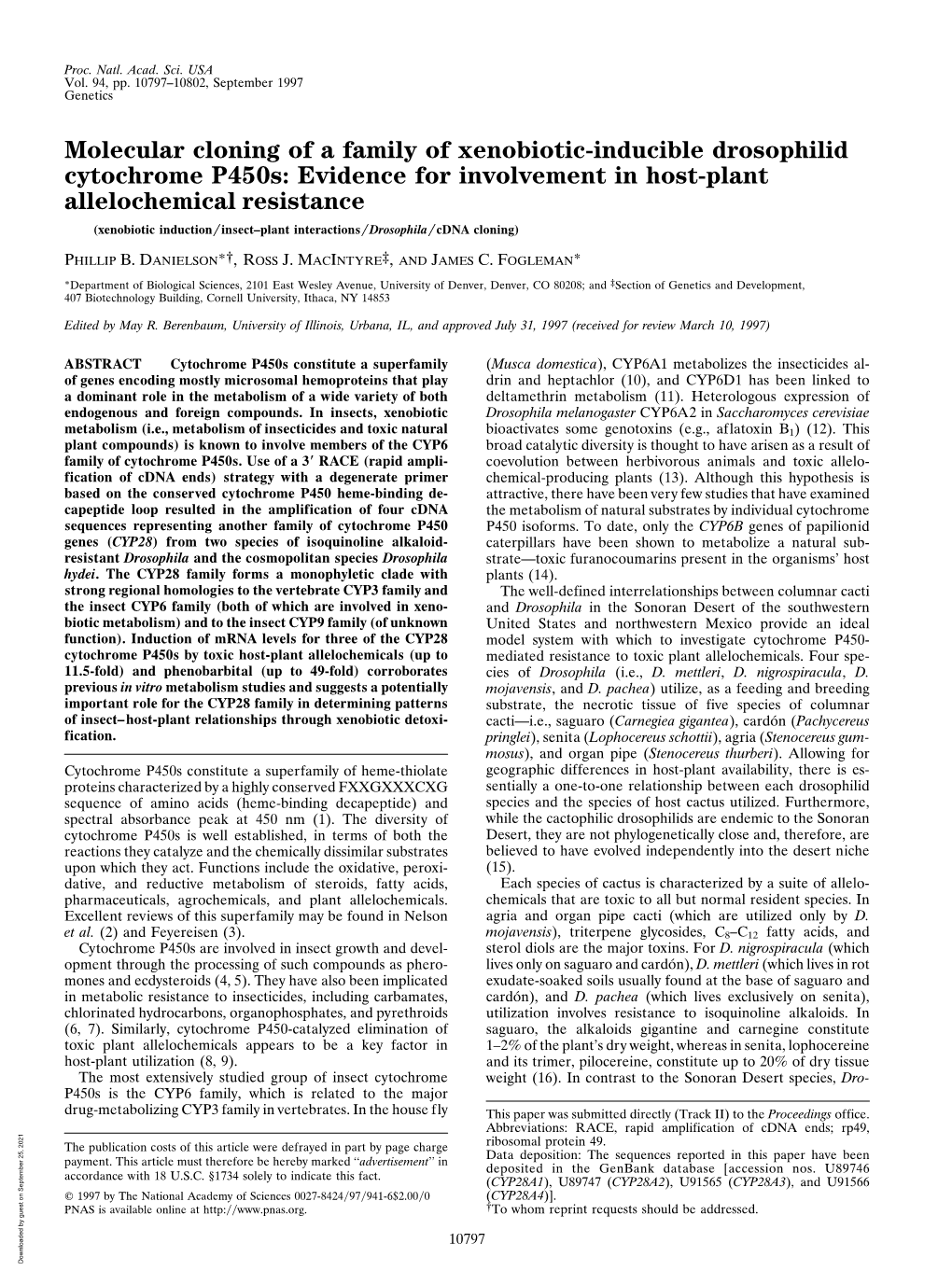 Molecular Cloning of a Family of Xenobiotic-Inducible