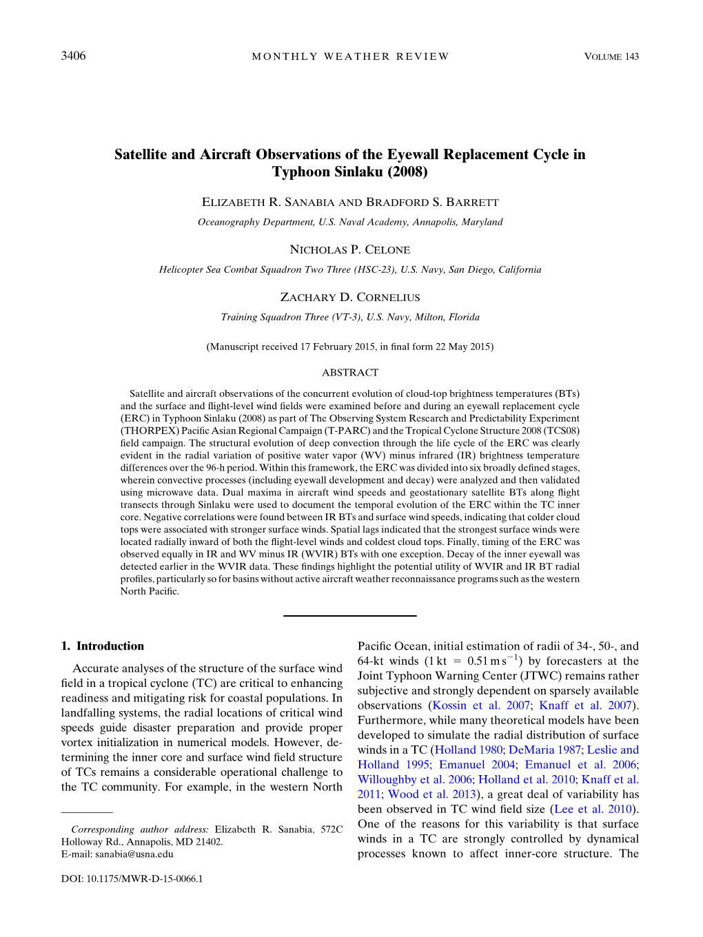 Satellite and Aircraft Observations of the Eyewall Replacement Cycle in Typhoon Sinlaku (2008)