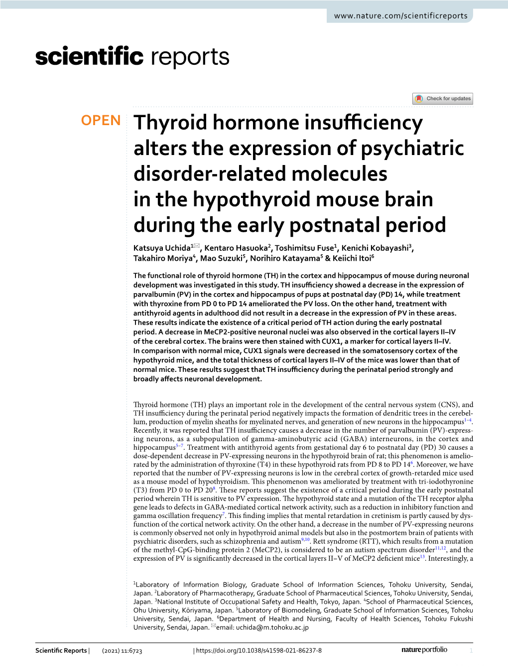 Thyroid Hormone Insufficiency Alters the Expression of Psychiatric