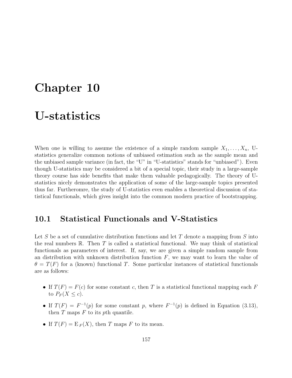 Chapter 10 U-Statistics