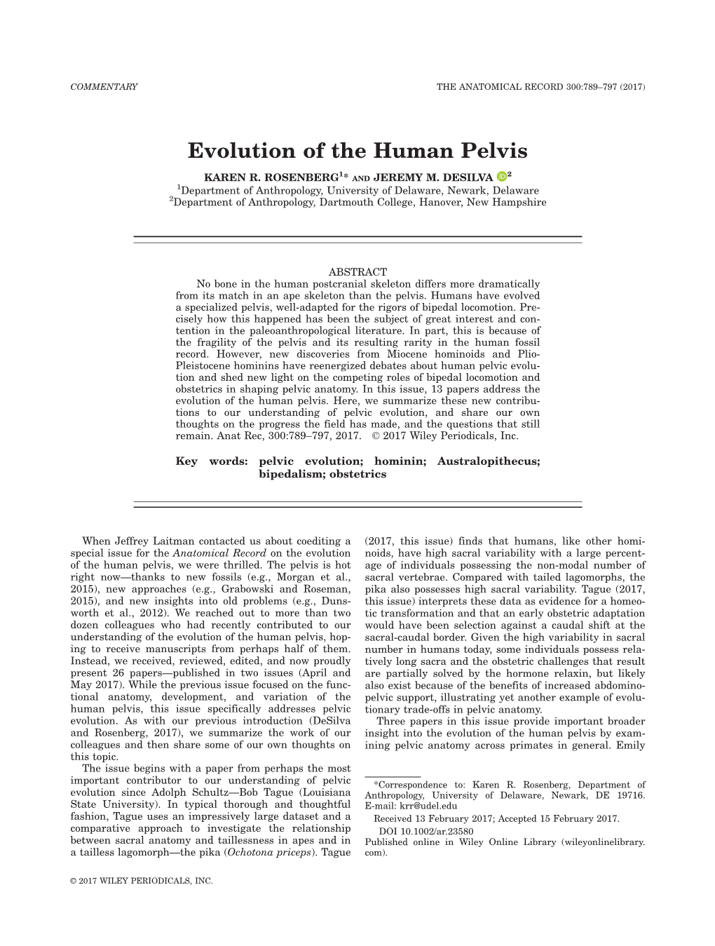 Evolution of the Human Pelvis