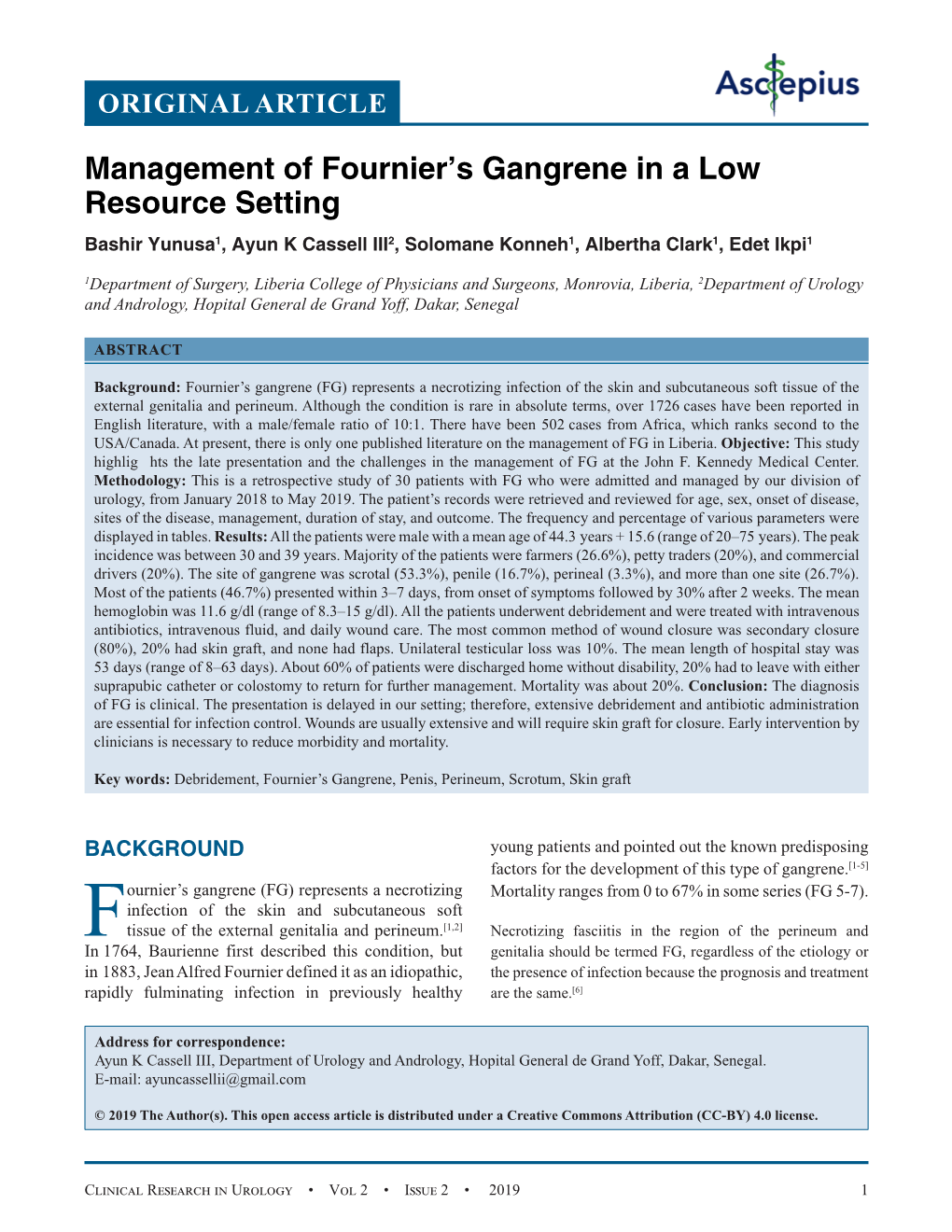 Management of Fournier's Gangrene in a Low Resource Setting