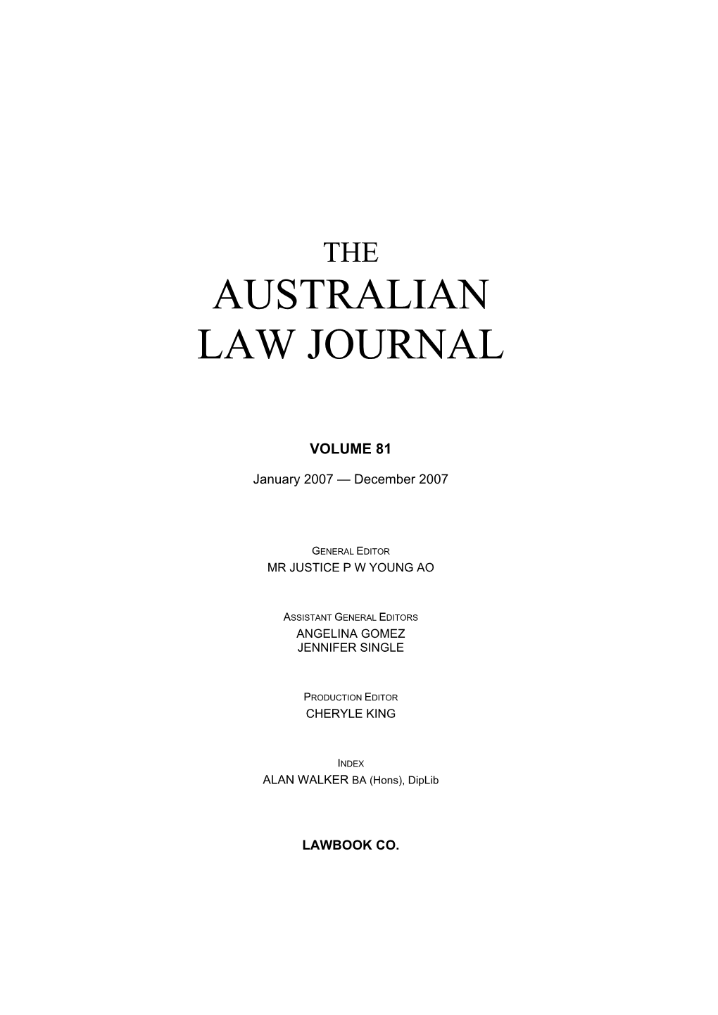 Australian Law Journal