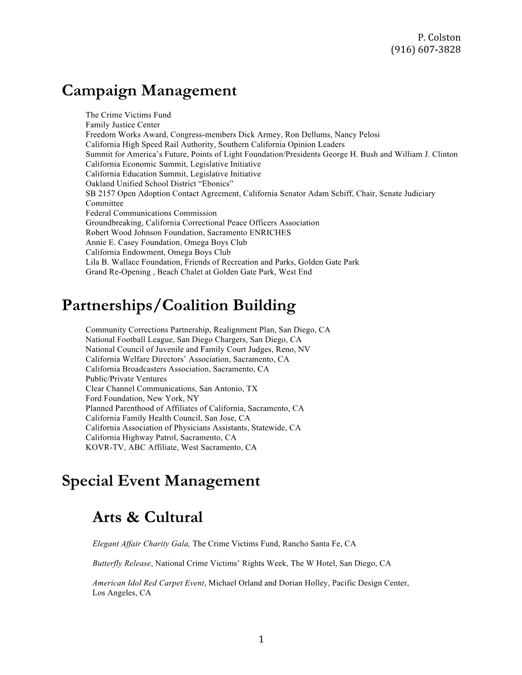 Campaign Management Partnerships/Coalition Building Special