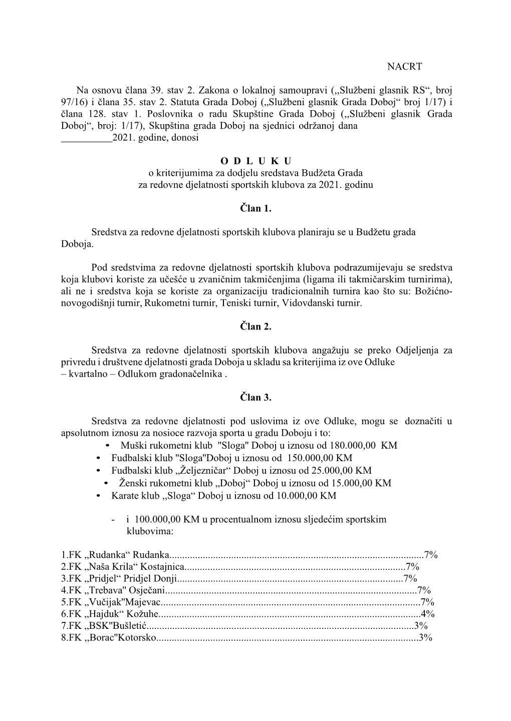 (,,Službeni Glasnik RS“, Broj 97/16) I Člana 35. Stav 2. Statuta Grada Doboj („Službeni Glasnik Grada Doboj“ Broj 1/17) I Člana 128