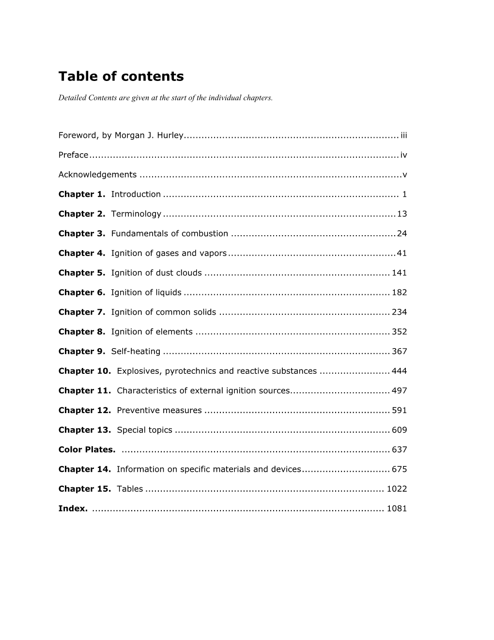 Table of Contents of the Ignition Handbook