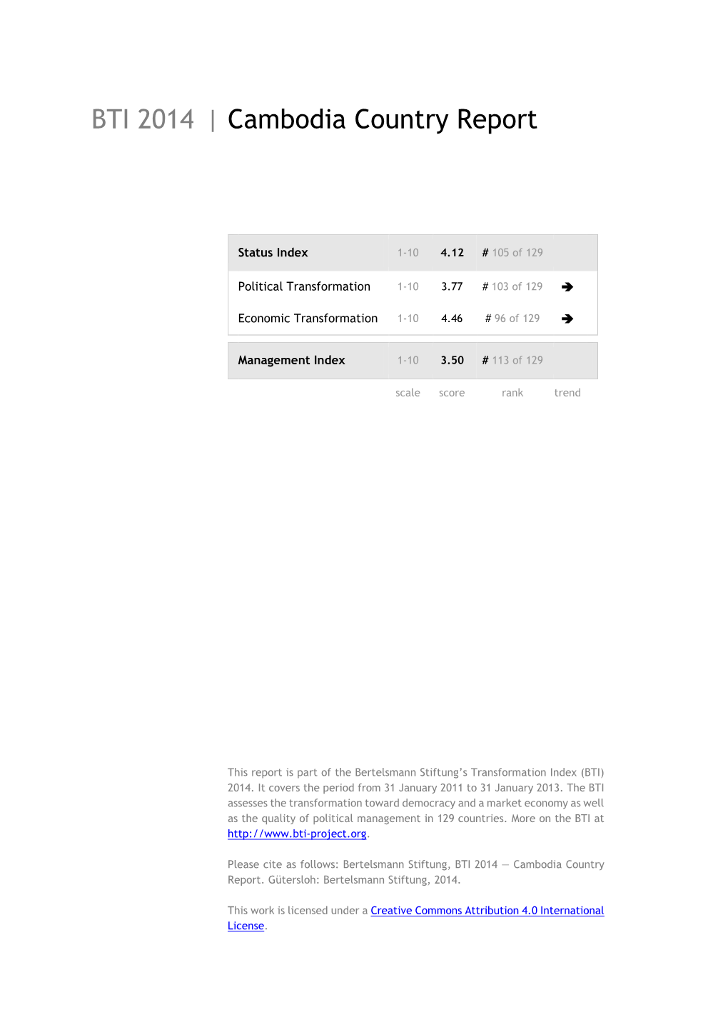 Cambodia Country Report BTI 2014