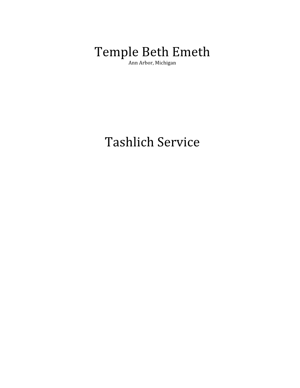 Temple Beth Emeth Tashlich Service