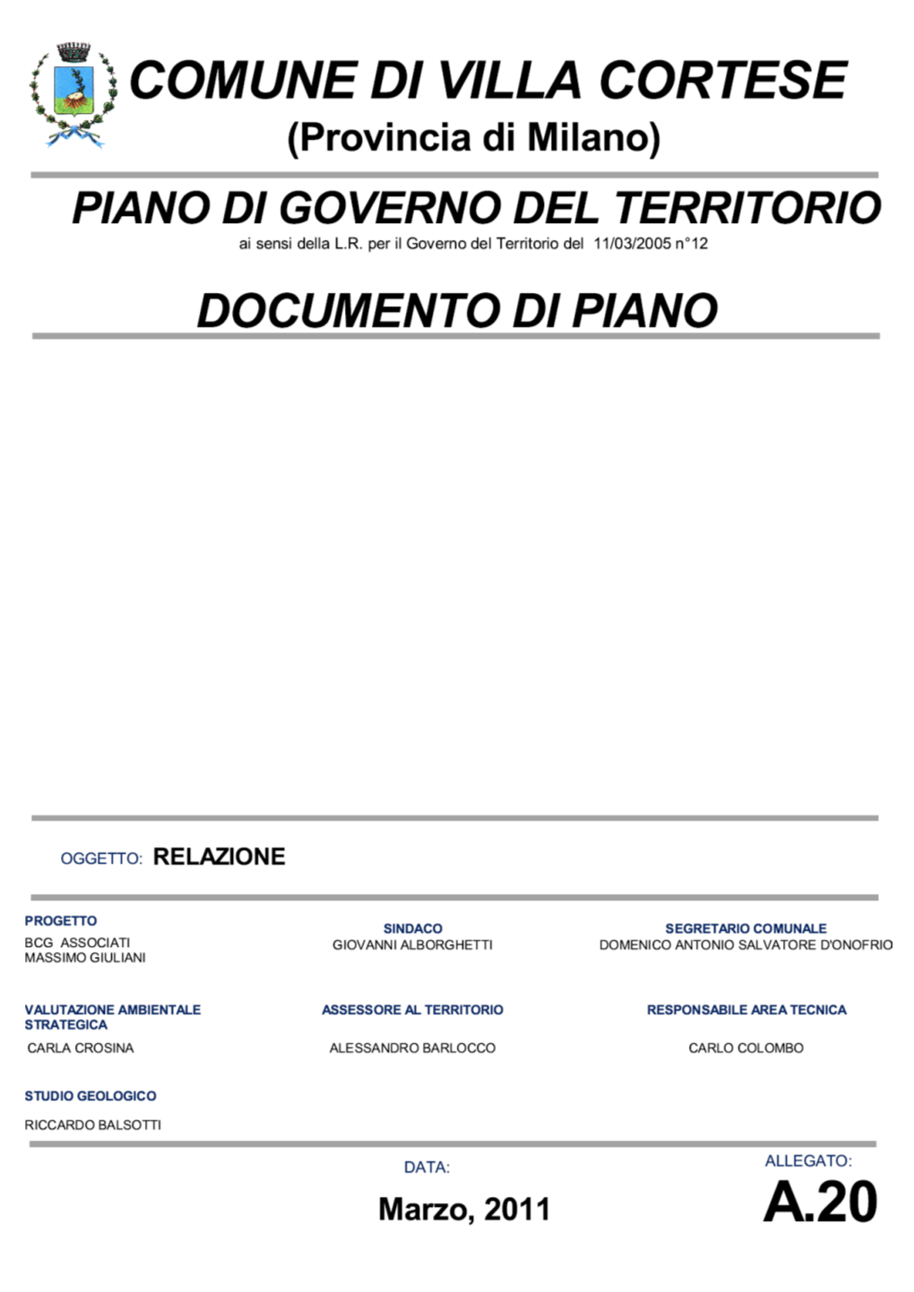 (MI) Piano Di Governo Del Territorio Relazione Del Documento Di Piano- 1