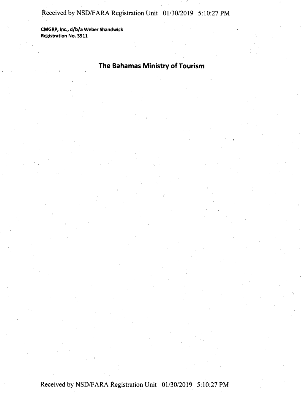 10:27 PM the Bahamas Ministry of Toljrism Received by NSD/FARA