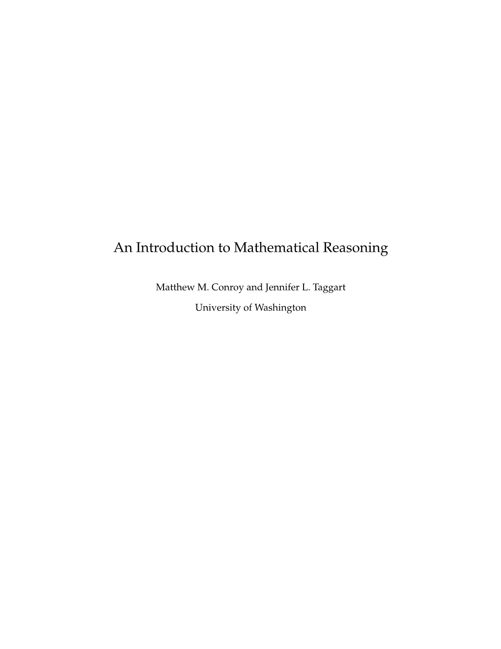 An Introduction to Mathematical Reasoning