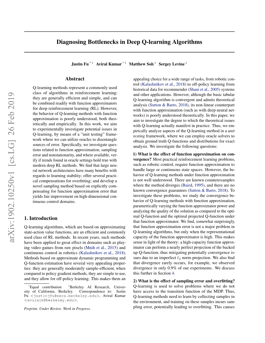 Diagnosing Bottlenecks in Deep Q-Learning Algorithms