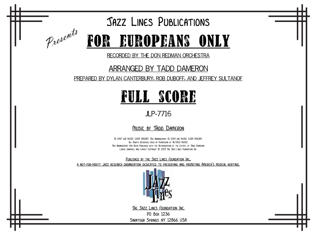 For Europeans Only Full Score