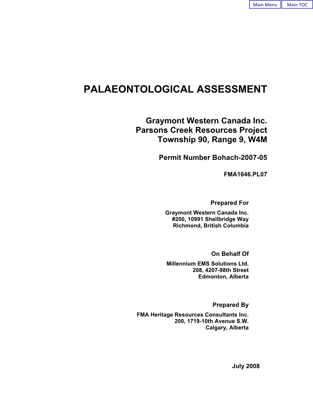 CR #15 Palaeontological Impact Assessment