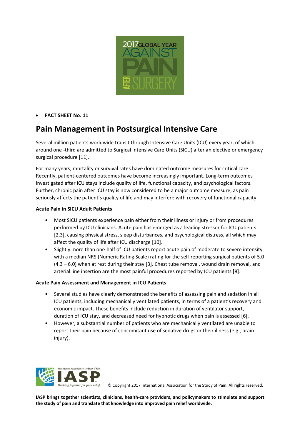 Pain Management in Postsurgical Intensive Care