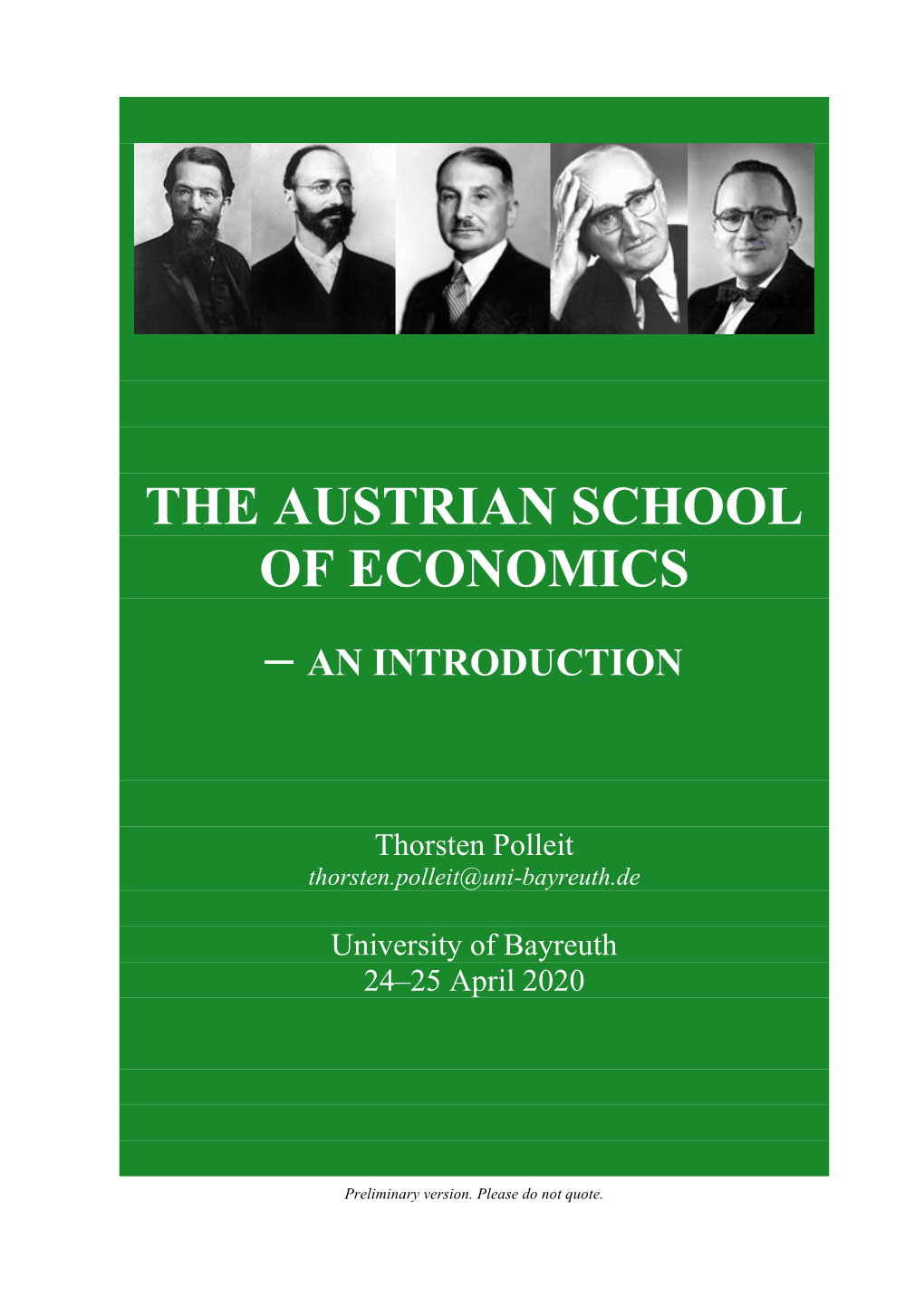 The Austrian School of Economics