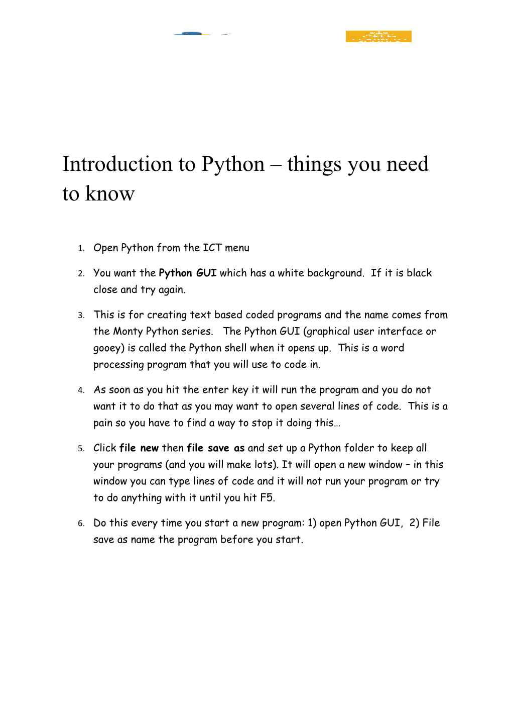 Introduction to Python Things You Need to Know