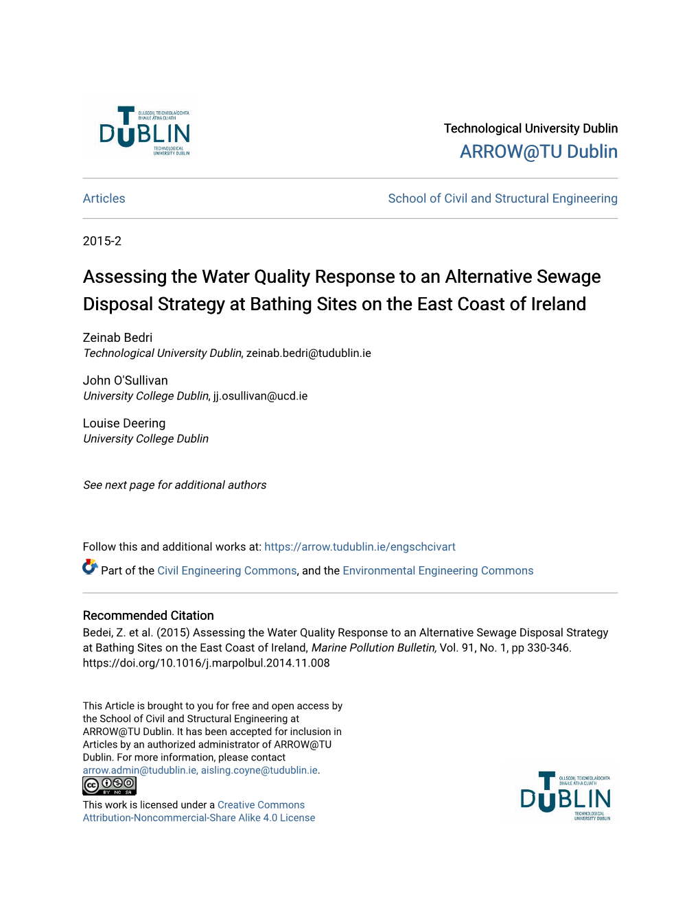 Assessing the Water Quality Response to an Alternative Sewage Disposal Strategy at Bathing Sites on the East Coast of Ireland